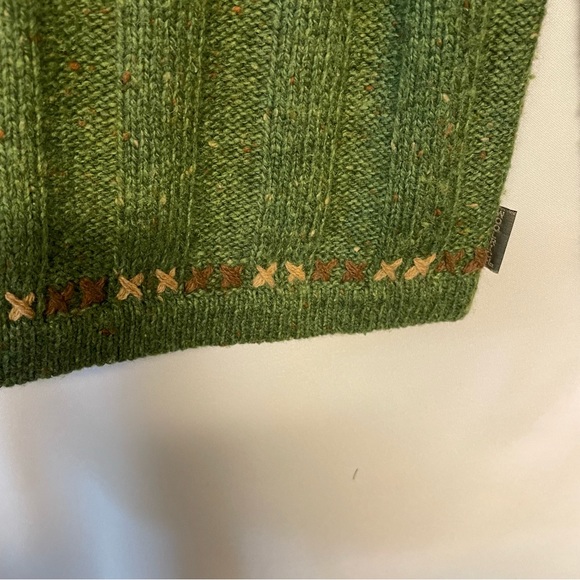 Women's WOOLRICH Green Ramie Wool Blend 1/2 Zip Sweater Size Large Trim - Picture 12 of 12